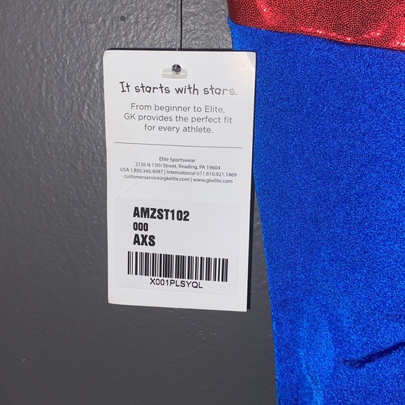 Gk star red white and blue leotard Adult xtra small - Picture 4 of 6